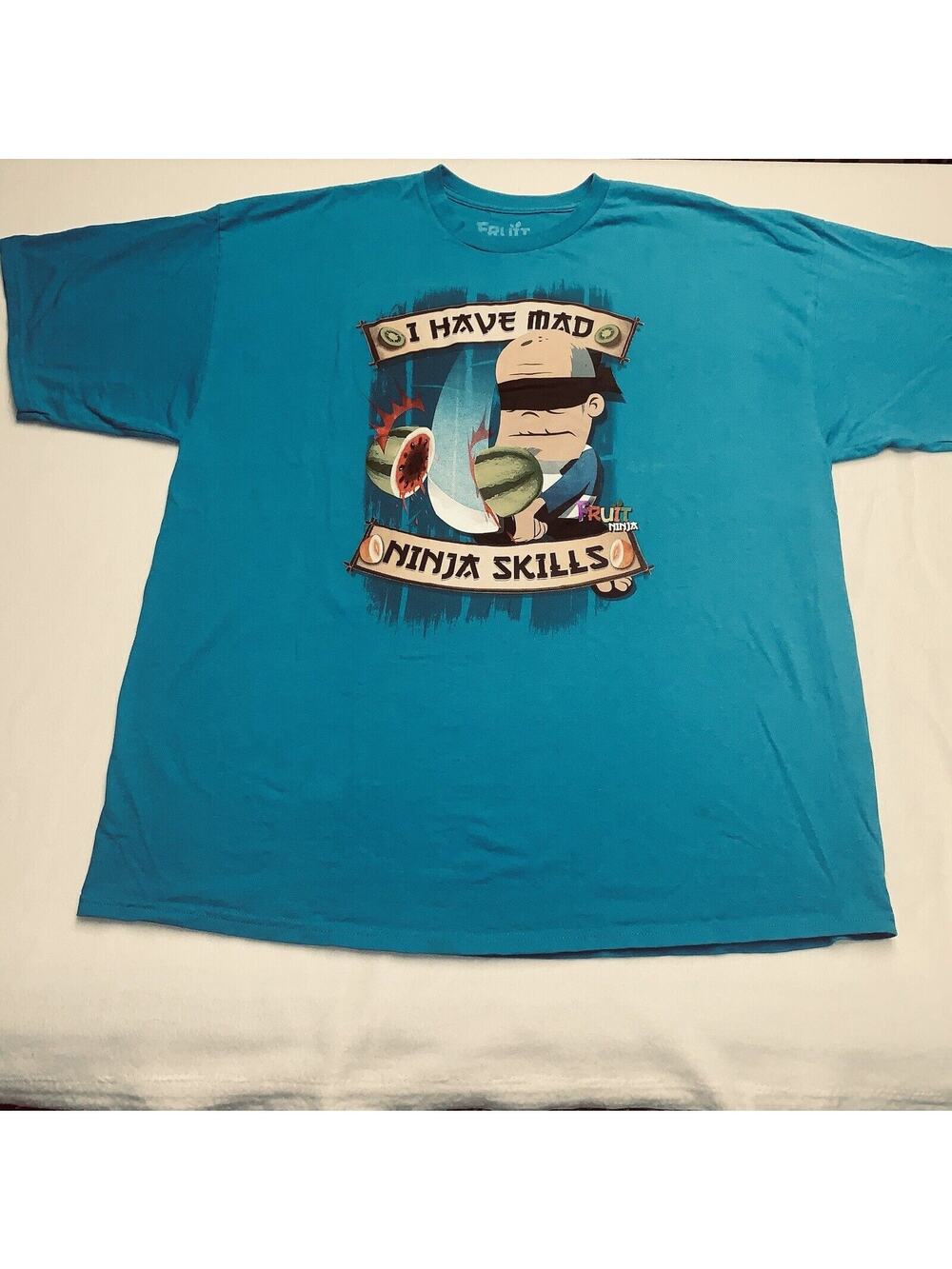 Mad Ninja Skills Fruit Ninja Turtles T-Shirt Short Sleeve Graphic Blue 2XL